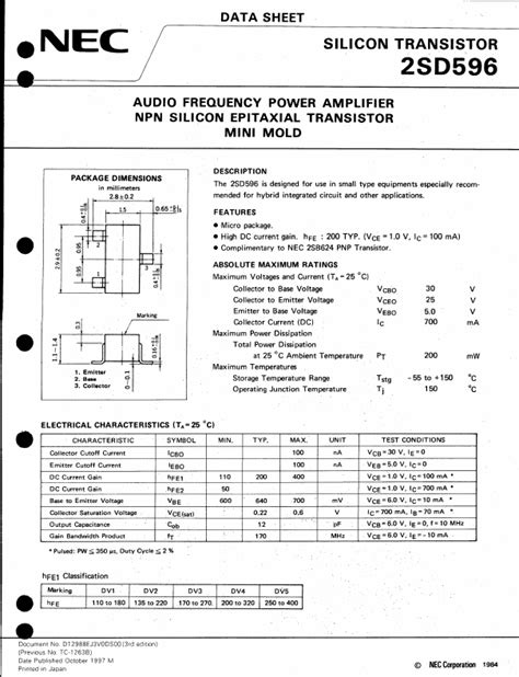 2SD596 Datasheet (PDF) .